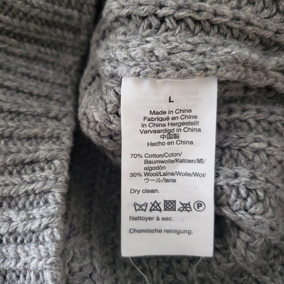 Madewell Mock Neck Side-Button Pull Over Sweater Chunky Knit Wool Blend Gray L - Picture 6 of 10